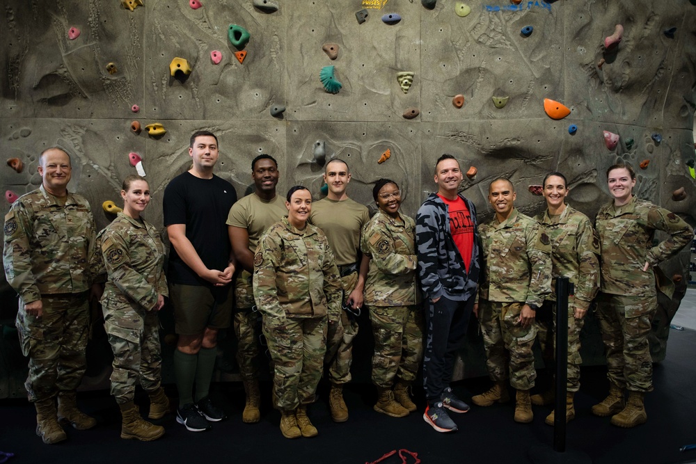 Take a peak: GFAFB fitness center reopens rock wall