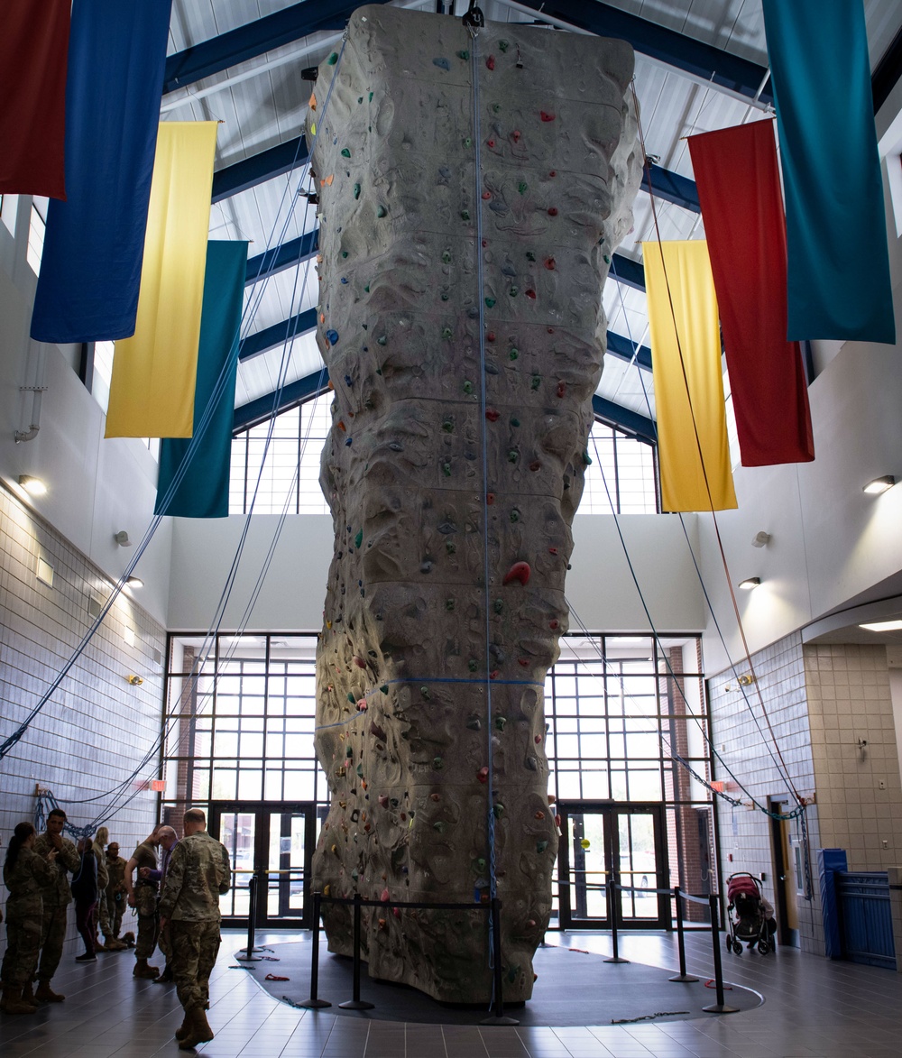 Take a peak: GFAFB fitness center reopens rock wall