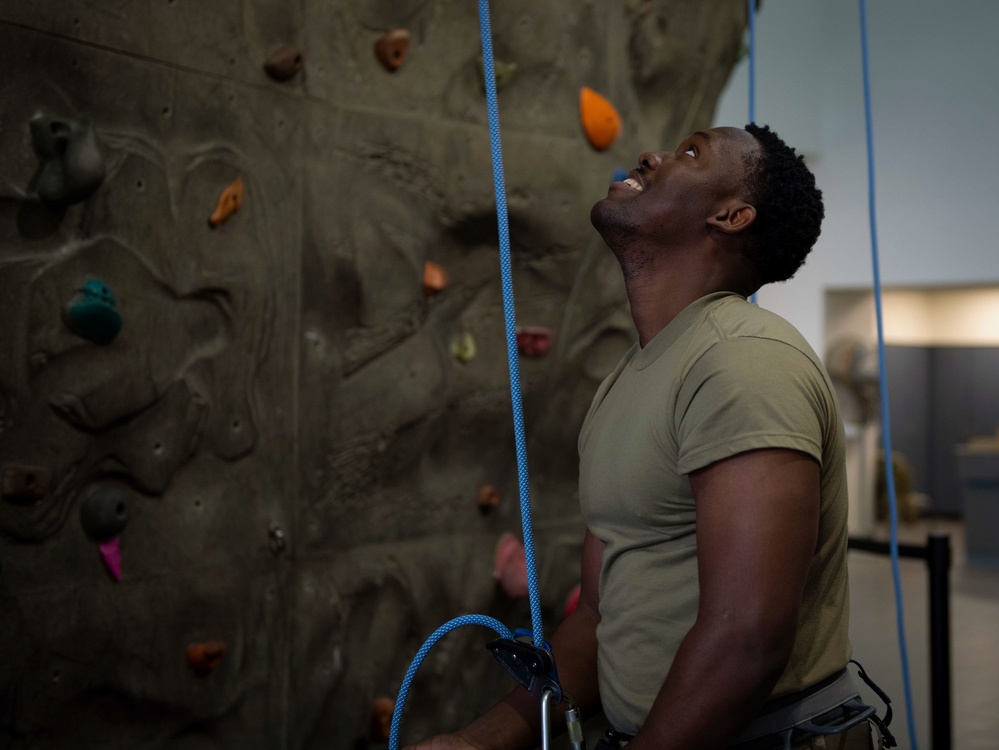 Take a peak: GFAFB fitness center reopens rock wall