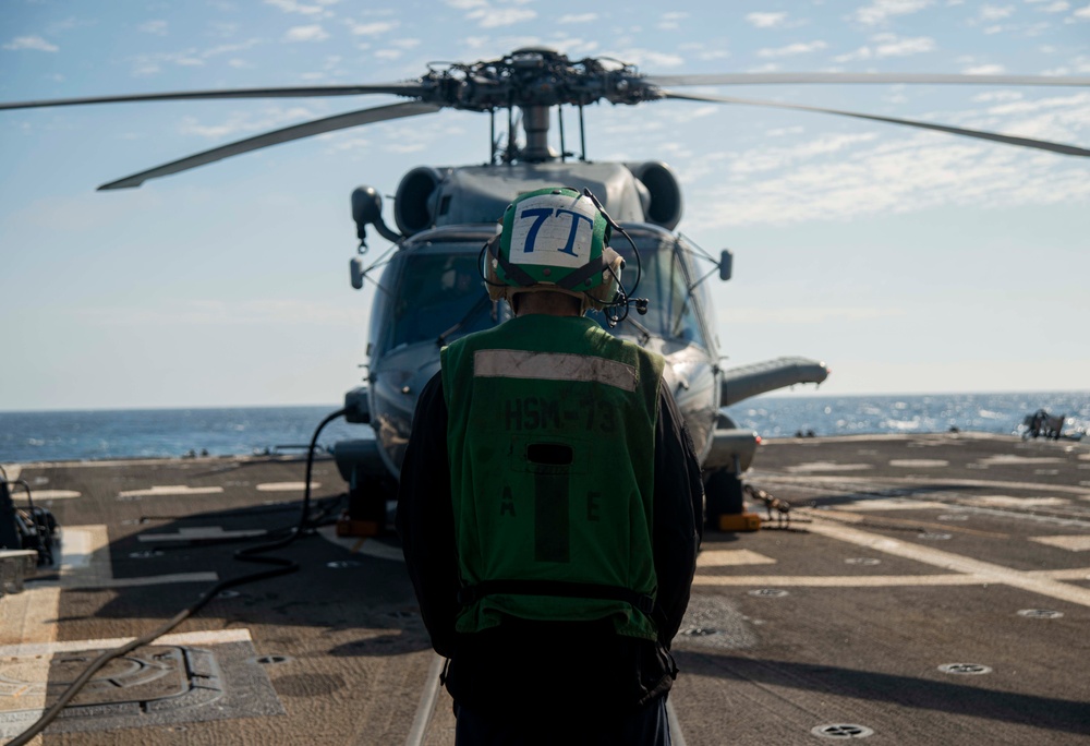 Sailor Signals A Helicopter