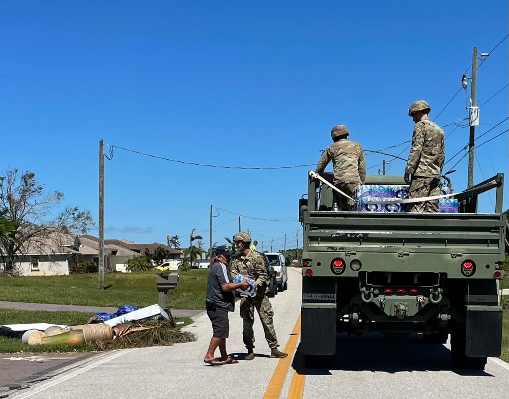 Florida National Guard Soldiers deliver food and water