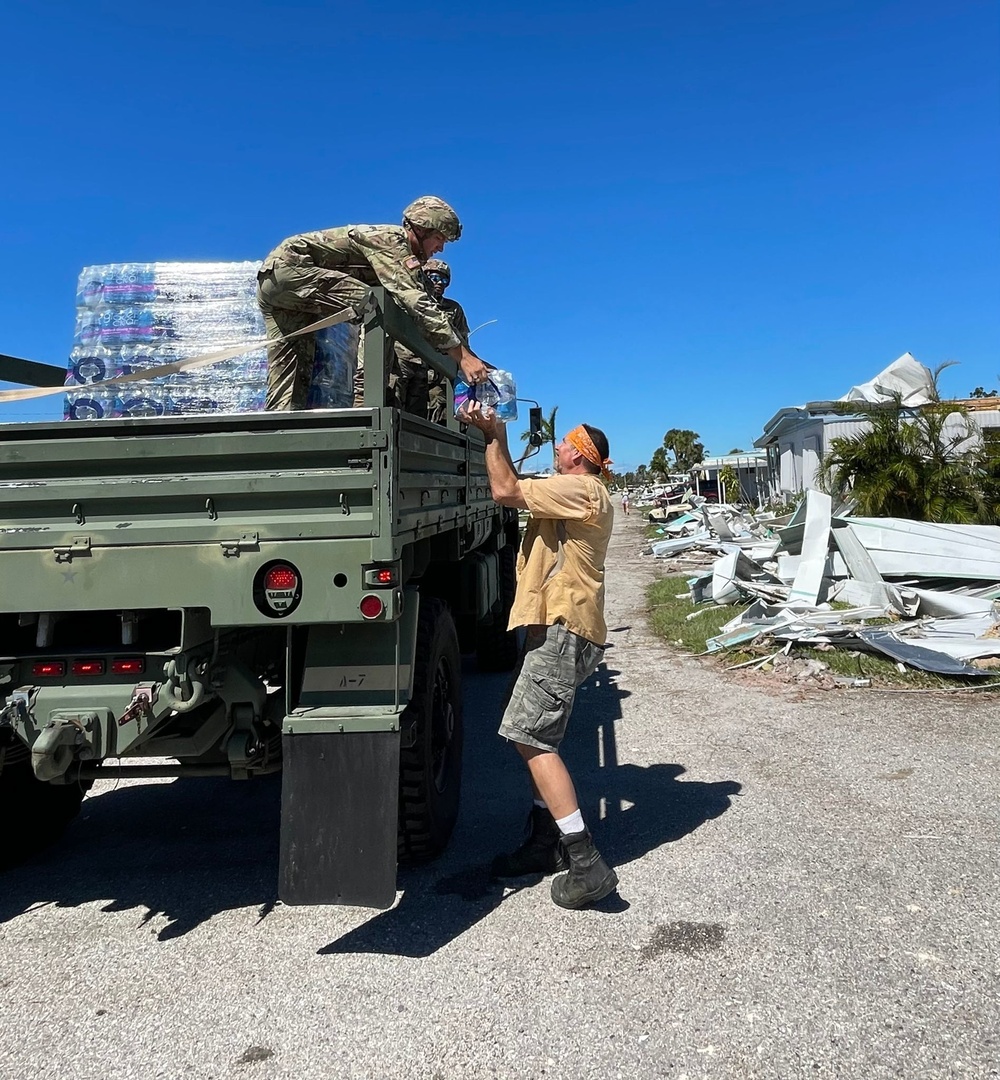Florida National Guard Soldiers deliver food and water
