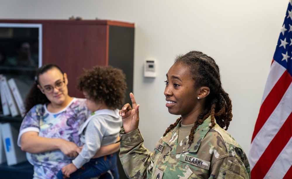 Soldier gets promoted from Staff Sergeant to Sergeant First Class