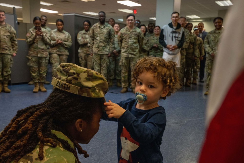 Soldier gets promoted from Staff Sergeant to Sergeant First Class