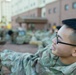 Soldiers from 1st Signal Brigade go on a ruck march for physical training in the morning.