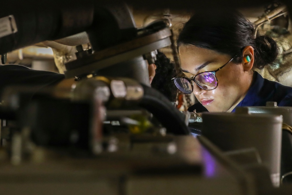 Sailors Conduct Maintenance Aboard USS Higgins