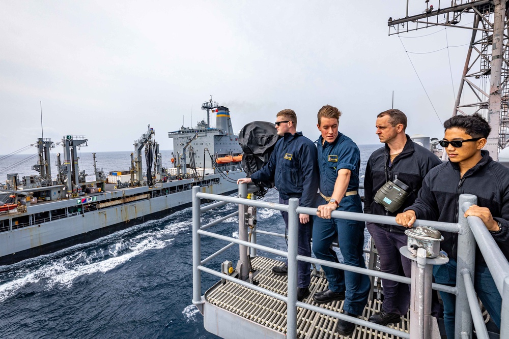 USS Chancellorsville Conducts a Replenishment-at-sea with USNS Yukon