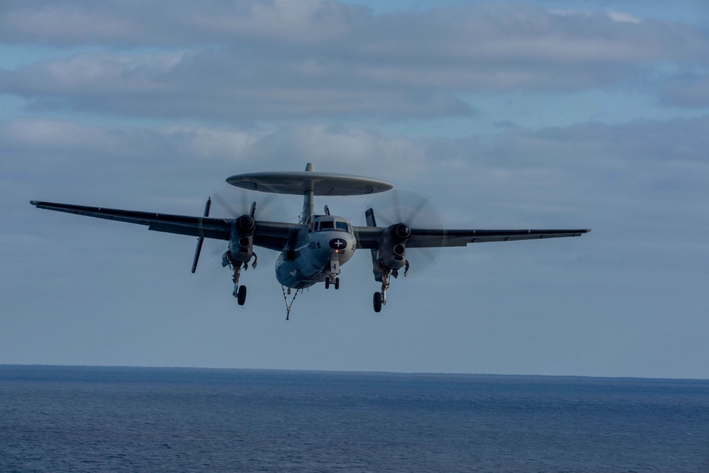 An E-2C Hawkeye Prepares To Make An Arrested Gear Landing