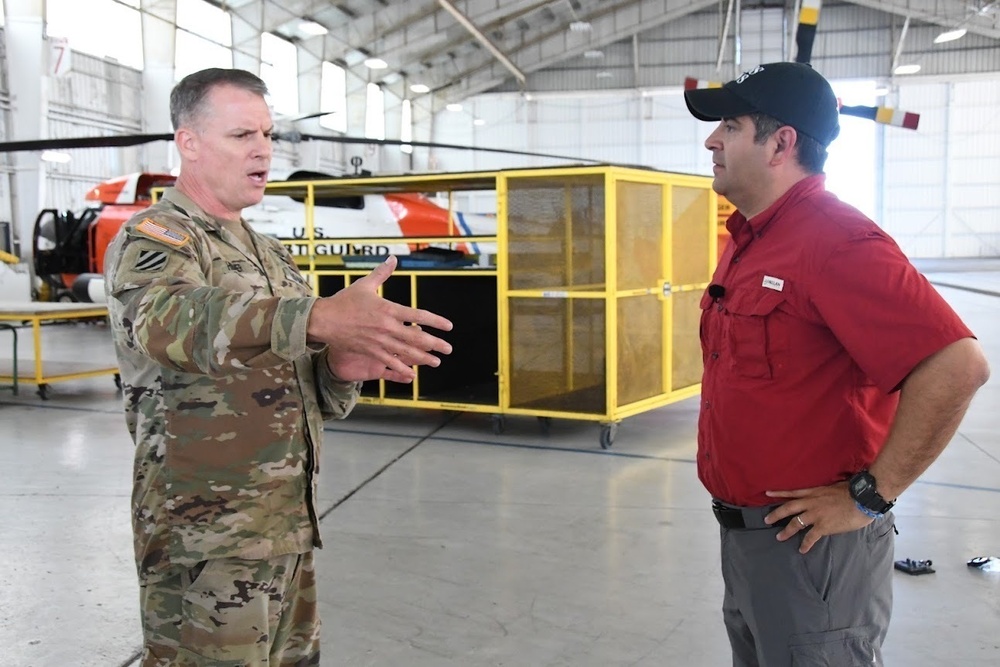 USACE talks with CBS reporter after overflight with Coast Guard