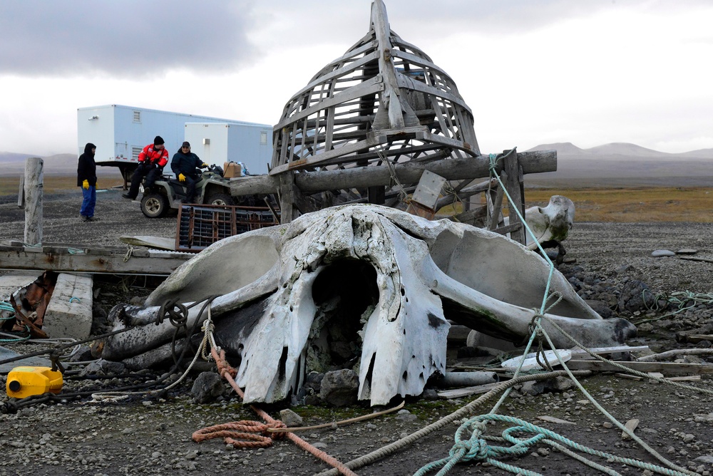 Coast Guard Cutter Stratton crew meets with local leaders in Savoonga, Alaska