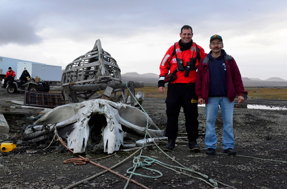 Coast Guard Cutter Stratton crew meets with local leaders in Savoonga, Alaska