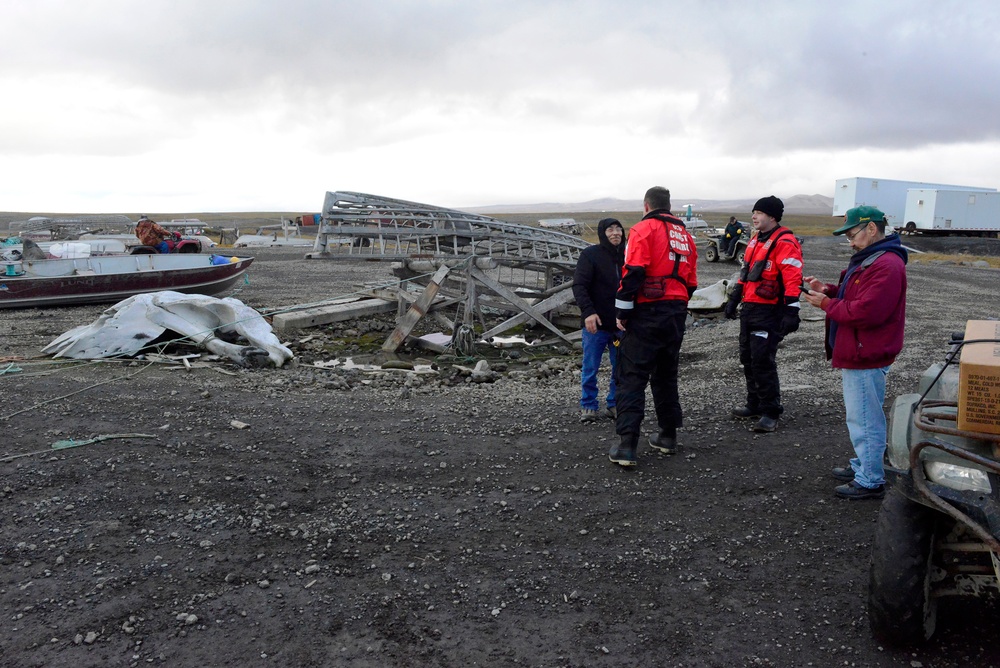 Coast Guard Cutter Stratton crew meets with local leaders in Savoonga, Alaska