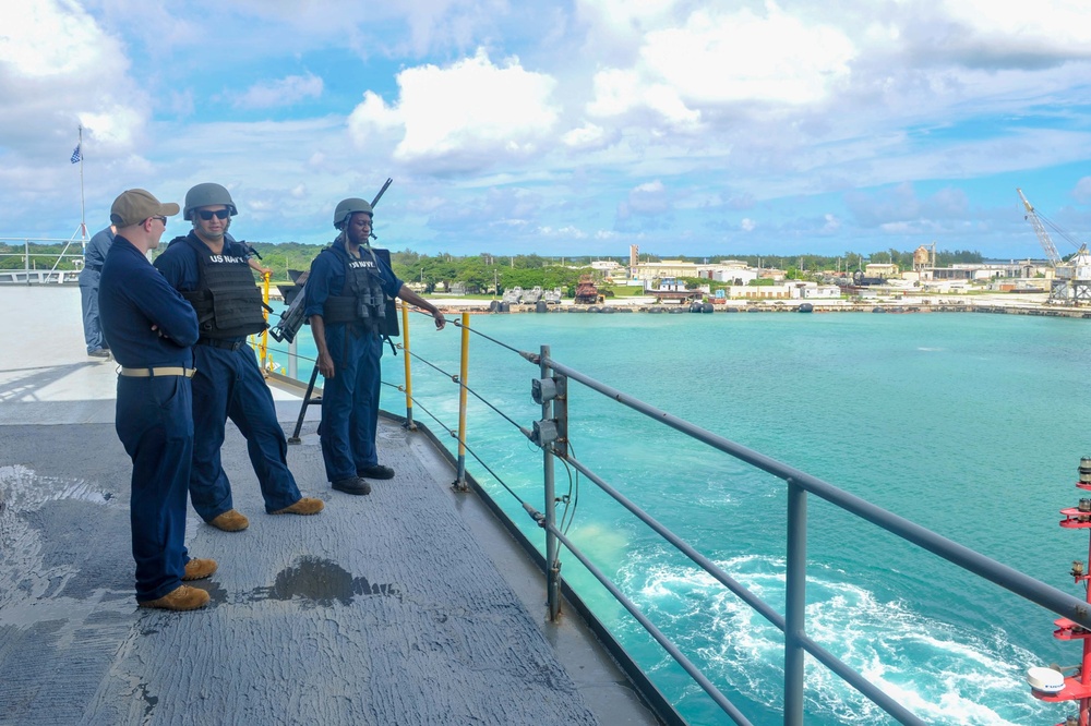 USS Frank Cable Departs Guam