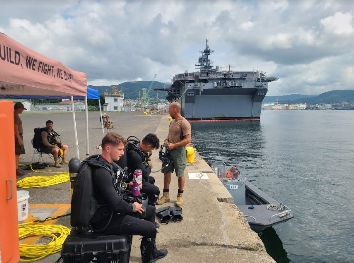 UCT 2 Repairs at Akasaki Wharf U.S. Navy Fuel Station Akasaki in Sasebo, Japan