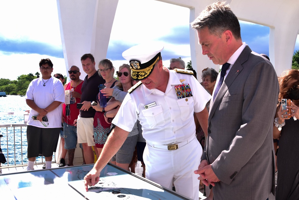 Commander, U.S. Pacific Fleet Tours USS Arizona with Australian Deputy Prime Minister and Minister for Defence