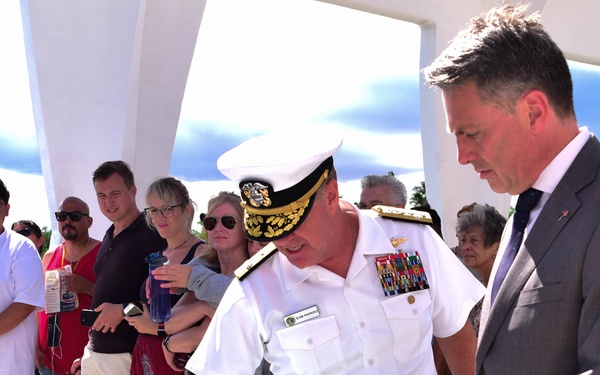 Commander, U.S. Pacific Fleet Tours USS Arizona with Australian Deputy Prime Minister and Minister for Defence