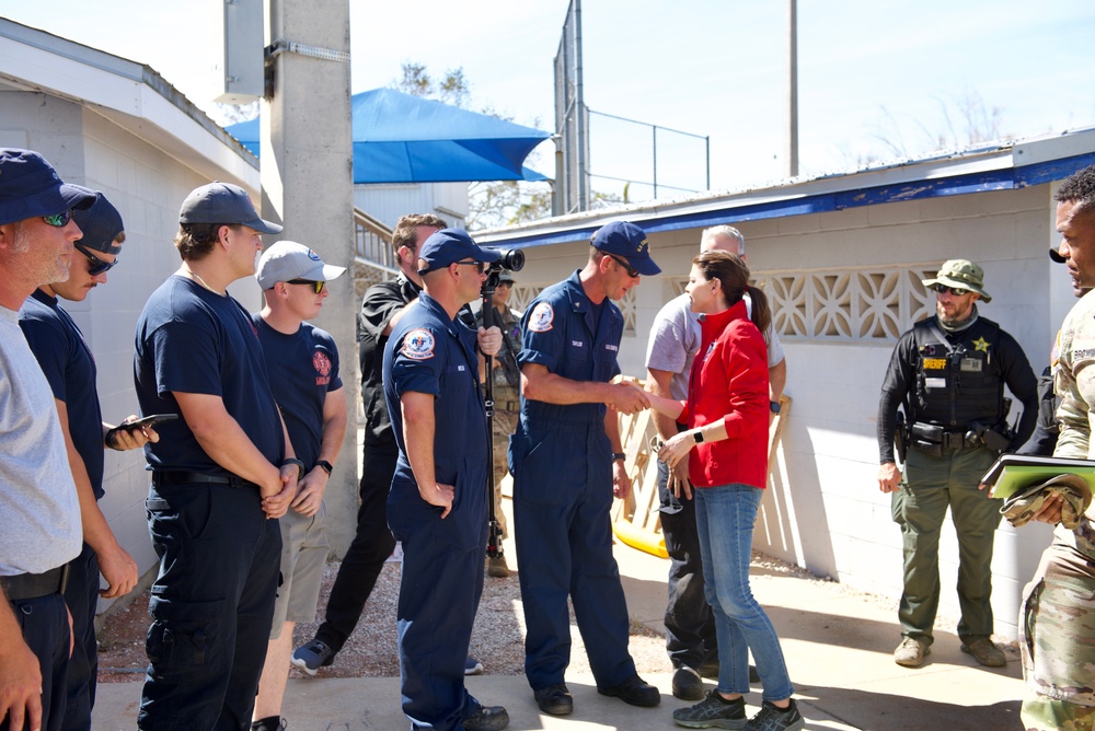 First Lady of Florida Casey DeSantis visits Coast Guard members in the wake of Hurricane Ian