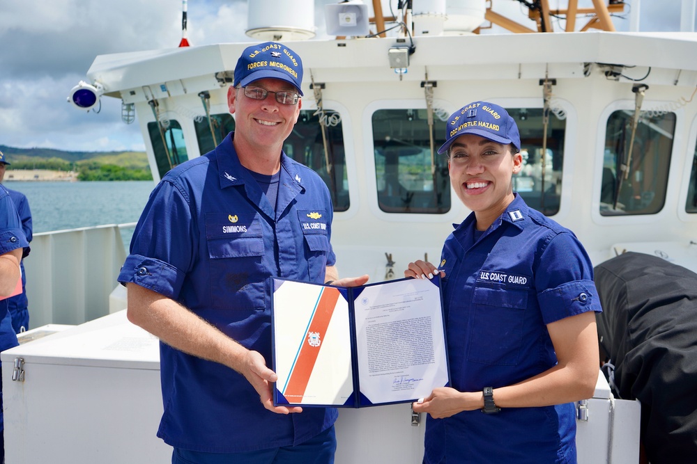 U.S. Coast Guard Forces Micronesia fast response cutter receives first unit award