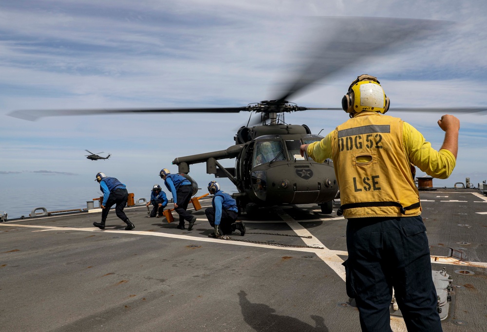 USS Barry (DDG 52) Conducts Deck-Landing Qualifications with Army 2nd Combat Aviation Brigade