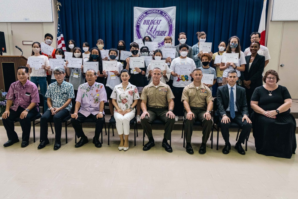 Ministry of Foreign Affairs, Department of Defense Education Activity, and US Marine Corps representatives promote a Youth Exchange Program