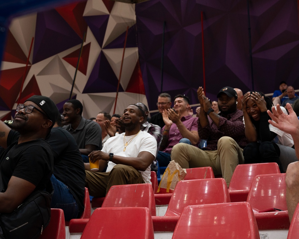 U.S. Airmen, Soldiers, and Kuwait volleyball teams compete in exhibition games for International Day of Peace