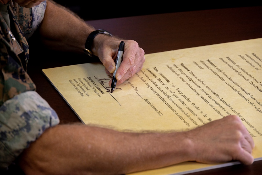 MCIPAC recognizes Domestic Violence Awareness Month with Proclamation signing