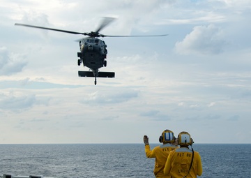 USS America (LHA 6) Conducts Flight Operations with Helicopter Sea Combat (HSC) Squadron 25