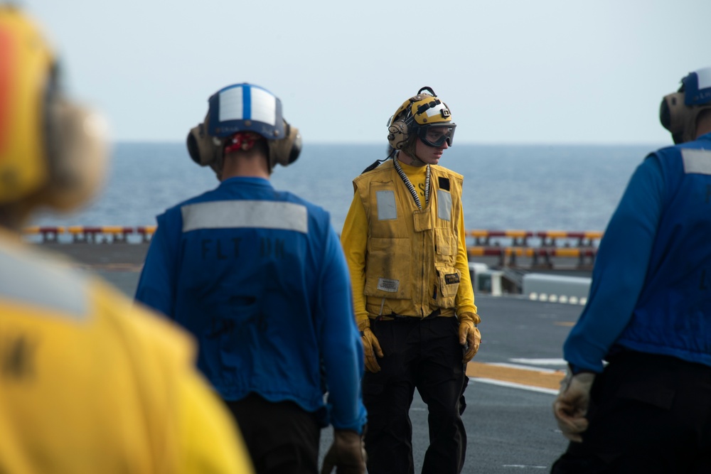 USS America (LHA 6) Conducts Flight Operations with Helicopter Sea Combat (HSC) Squadron 25