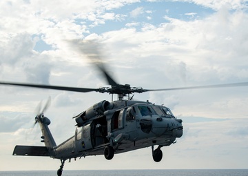USS America (LHA 6) Conducts Flight Operations with Helicopter Sea Combat (HSC) Squadron 25