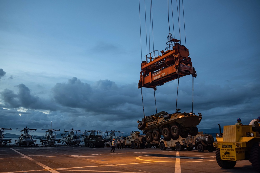 USS New Orleans Offloads Vehicles and Equipment in Subic Bay October 1, 2022