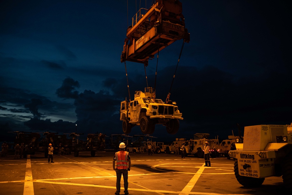 USS New Orleans Offloads Vehicles and Equipment in Subic Bay October 1, 2022