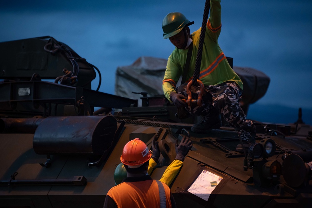 USS New Orleans Offloads Vehicles and Equipment in Subic Bay October 1, 2022