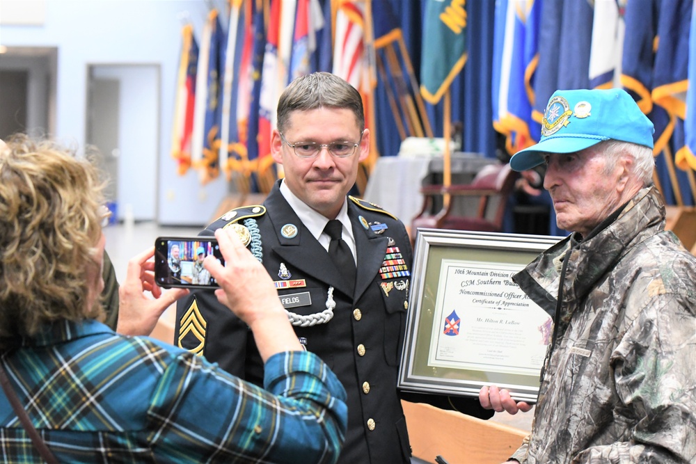 World War II veteran Hilton LaBow shares inspiring words to Basic Leader Course graduates at Fort Drum