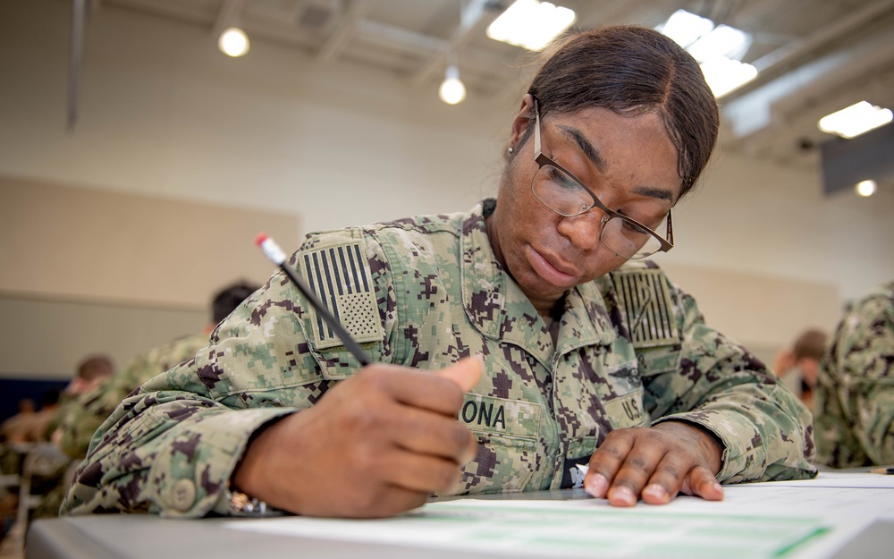 Sailor Takes Navy Wide Advancement Exam