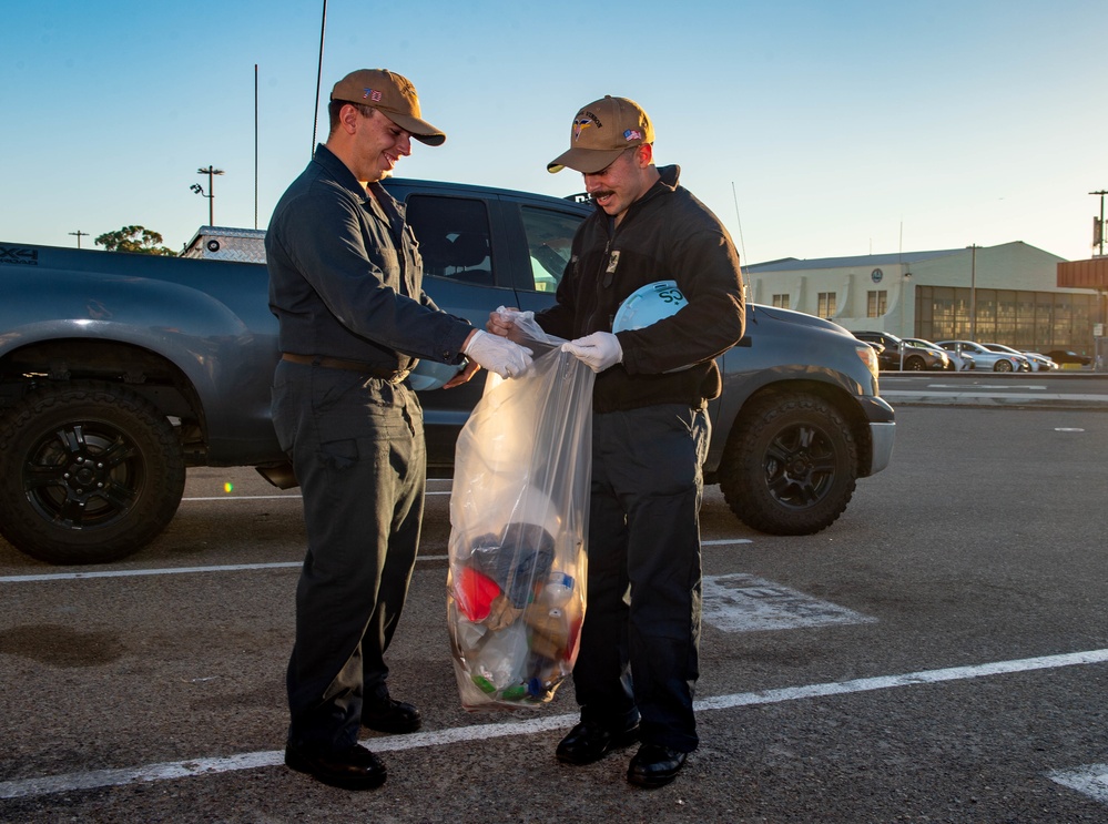 USS Carl Vinson Sailors Clean the Pier