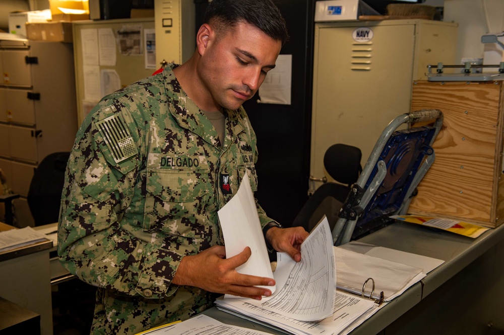 USS Carl Vinson Sailor Sorts Paperwork