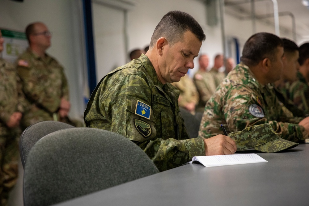 Task Force Nighthawk and coalition force leaders meet in preparation for exercise start
