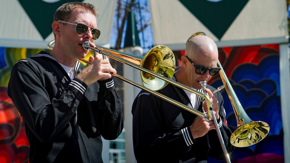 Navy Band Southwest Musicians Play Trombone During SFFW