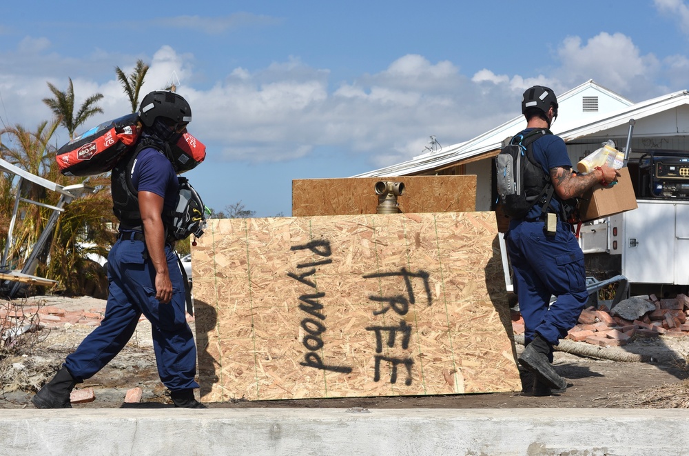 Coast Guard distributes donated supplies to residents of Pine Island, Florida