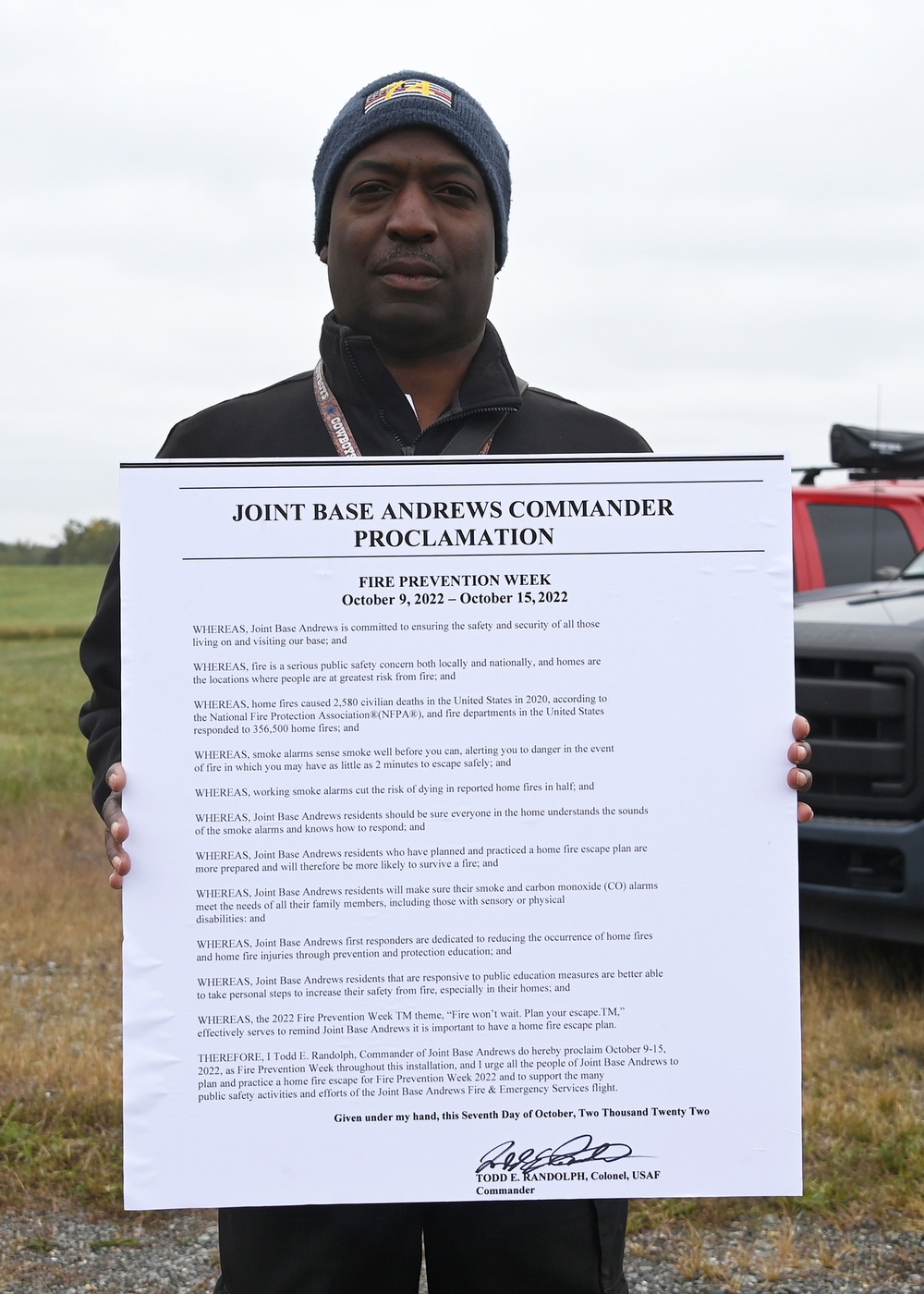 JBA commander signs Fire Prevention Week proclamation