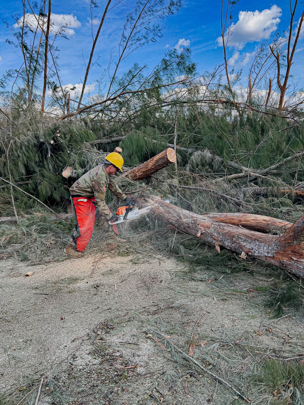 National Guard Chainsaw's Trees in Charlotte in Aftermath of Hurricane Ian