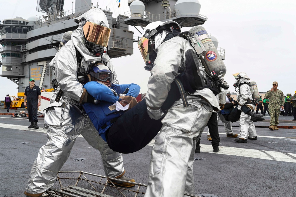 Abraham Lincoln Sailors conduct a mass casualty drill