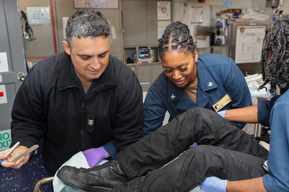 Abraham Lincoln Sailors conduct a mass casualty drill