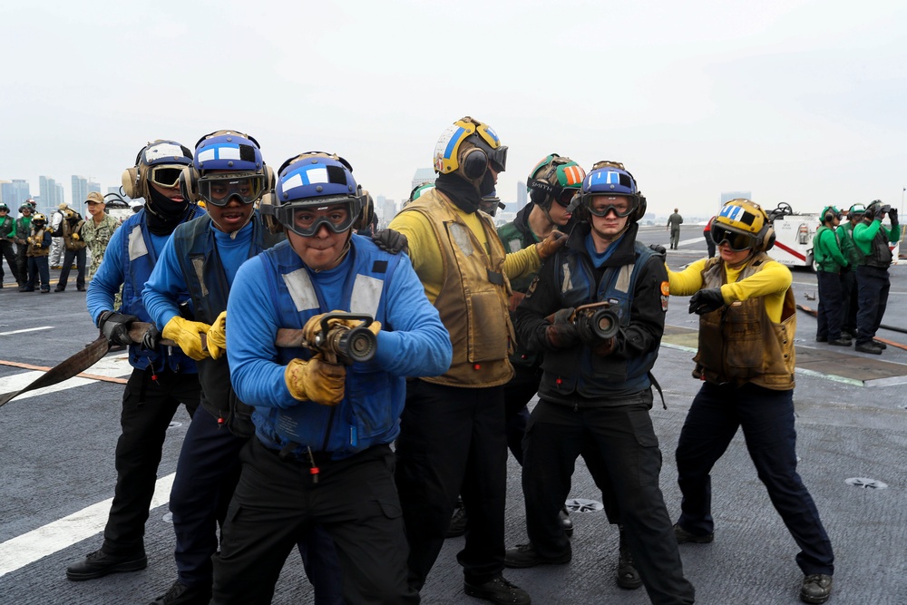 Abraham Lincoln Sailors conduct a mass casualty drill