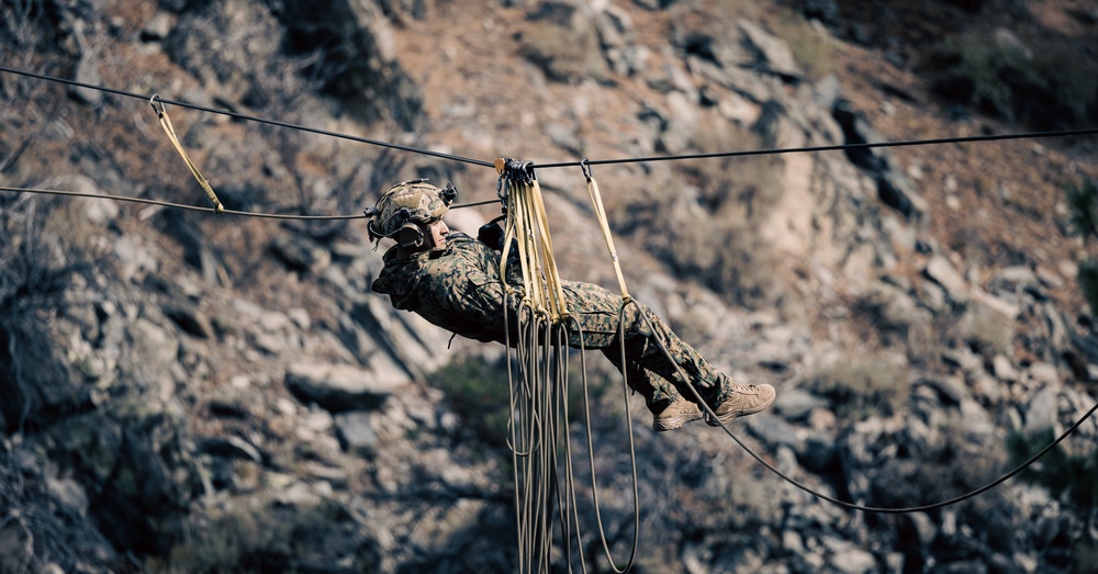 Hanging by a thread: 2/1 Marines participate in gorge crossing training