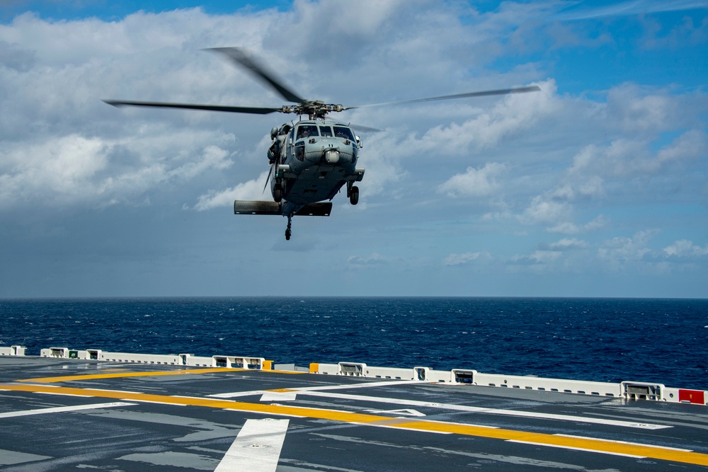 USS America (LHA 6) Conducts Flight Operations with Helicopter Sea Combat Squadron (HSC) 25