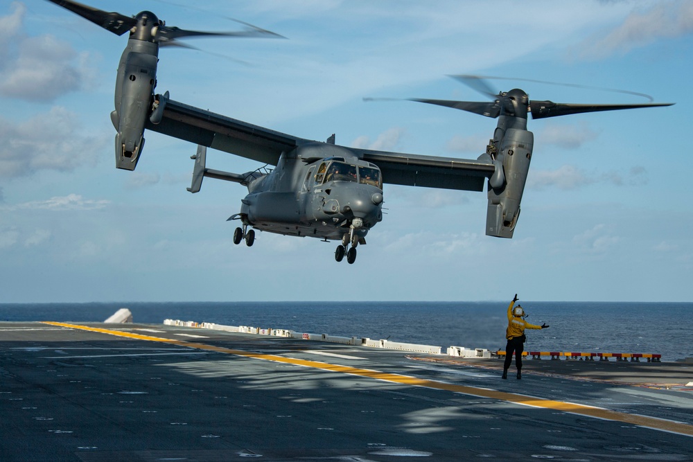 USS America (LHA 6) Conducts Flight Operations with Air Force 21st Special Operations Squadron