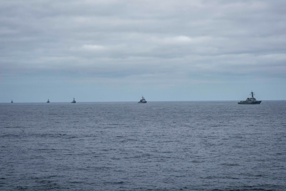 USS Wayne E. Meyer Steams In Line With NIMCSG