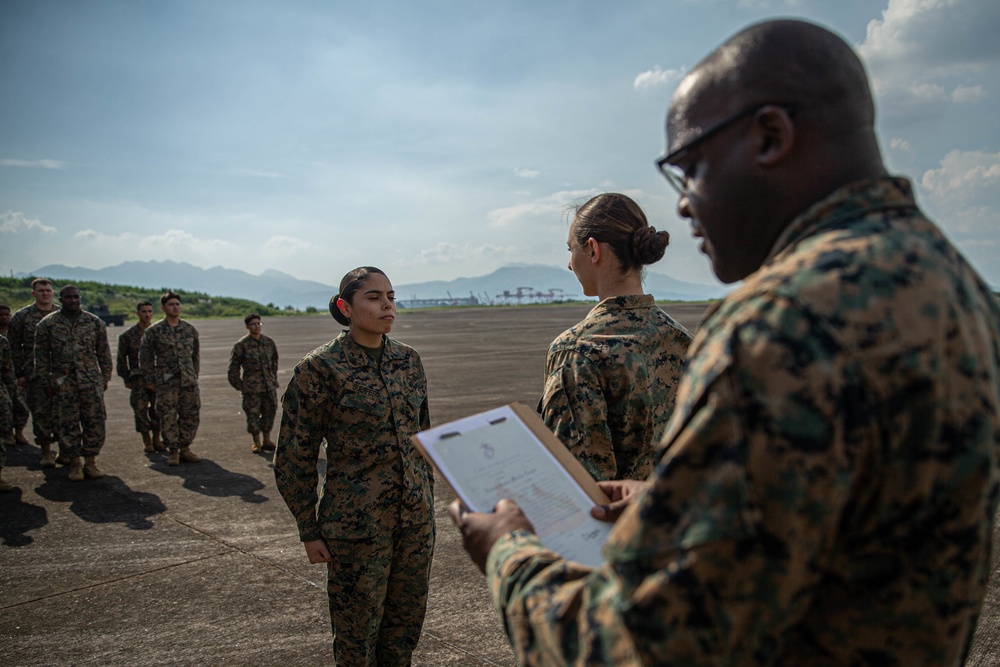 Combat Logistics Regiment 3 Marines conduct promotion ceremonies during Exercise KAMANDAG 6