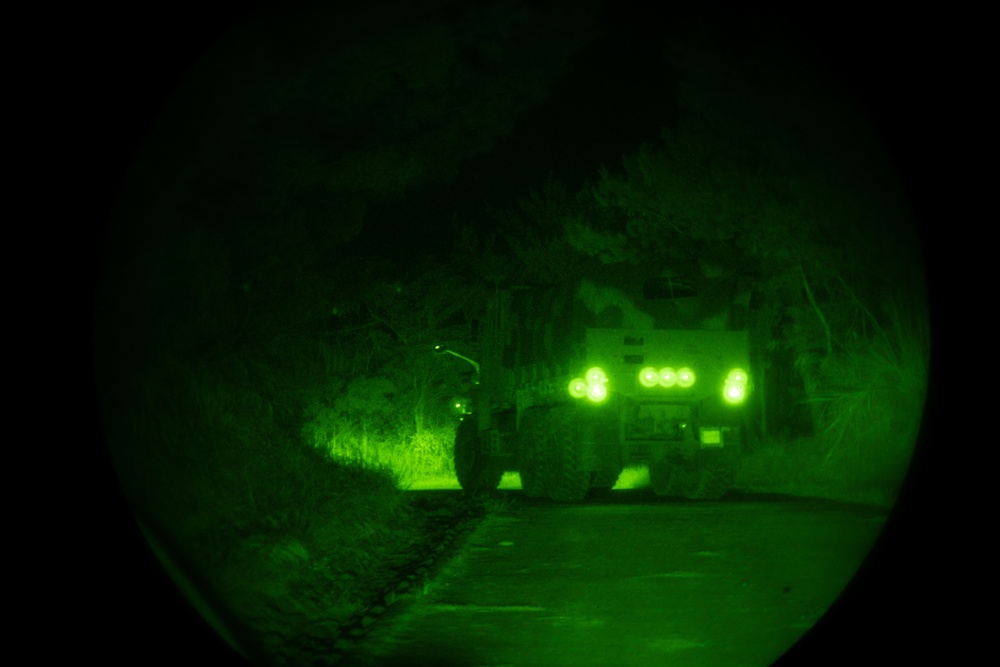 Combat Logistics Battalion 4 Marines conduct night-driving course